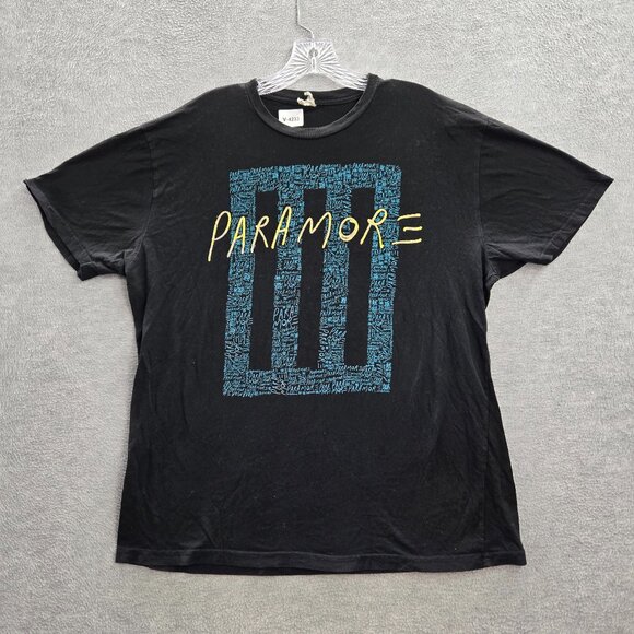 VINTAGE Paramore Men Shirt XL Black‎ Blue Bars Rock Band Y2K Tee - Picture 1 of 11